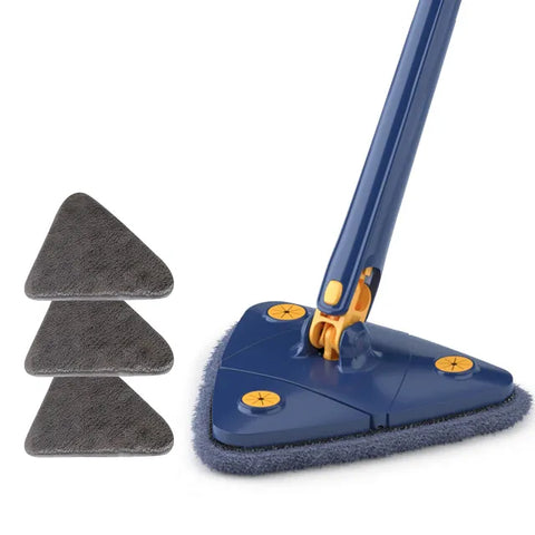 Fregona de limpieza triangular 360, cepillo telescópico para la limpieza del techo del hogar, herramienta de autodrenaje para limpiar azulejos y paredes