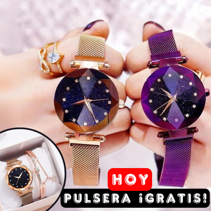 LuxMoon® - Reloj con Diseño Diamante y Correa de Malla + PULSERA DE REGALO 🎁