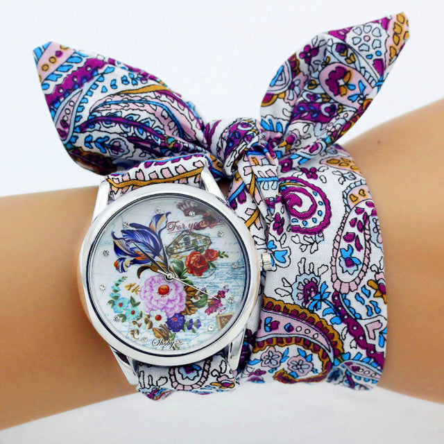 Ladies Cloth Wristwatch Watch Sweet Girls